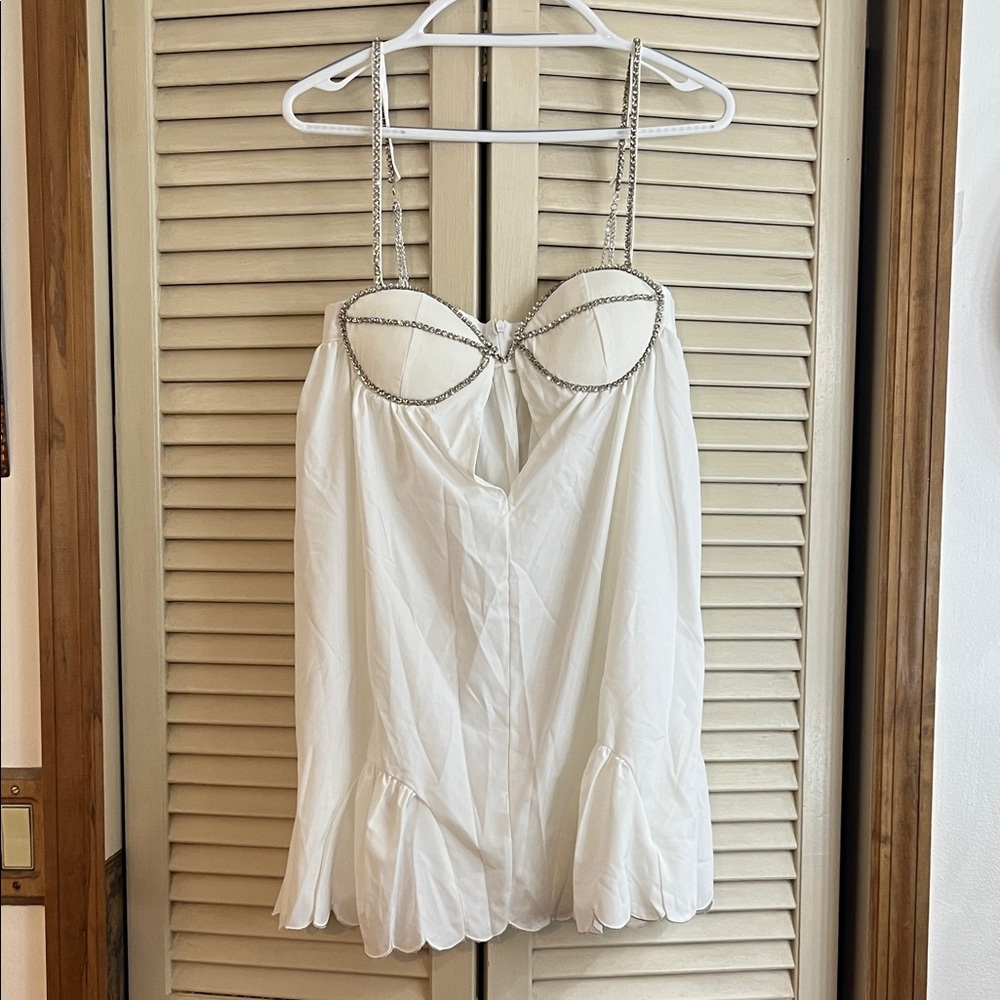 White Dress with Chain Straps